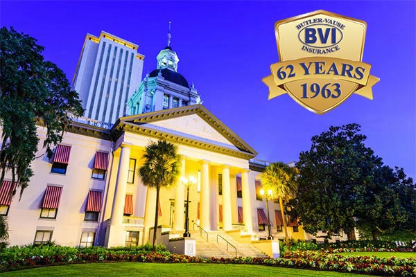 Florida State Capitol Building with Butler Vause anniversary badge
